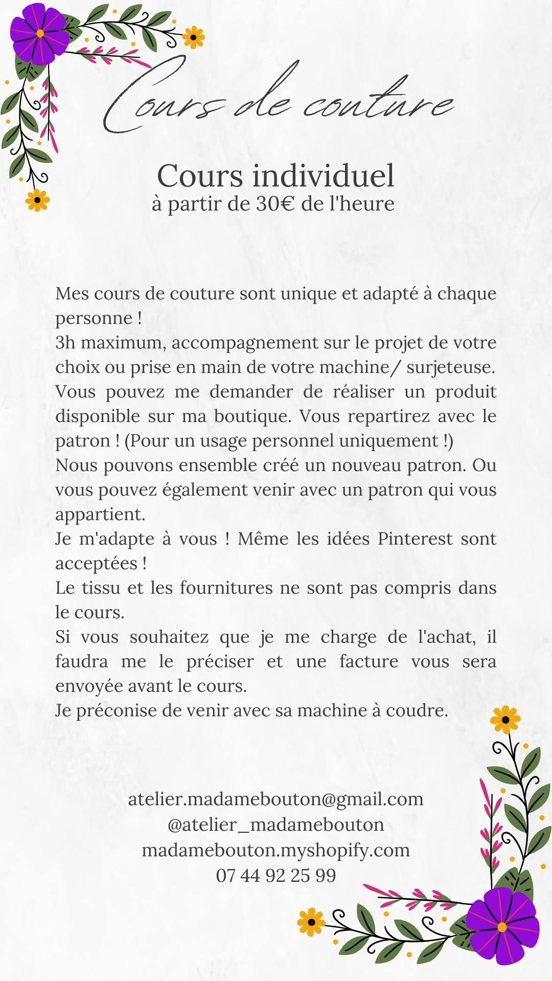 Cours de couture individuel