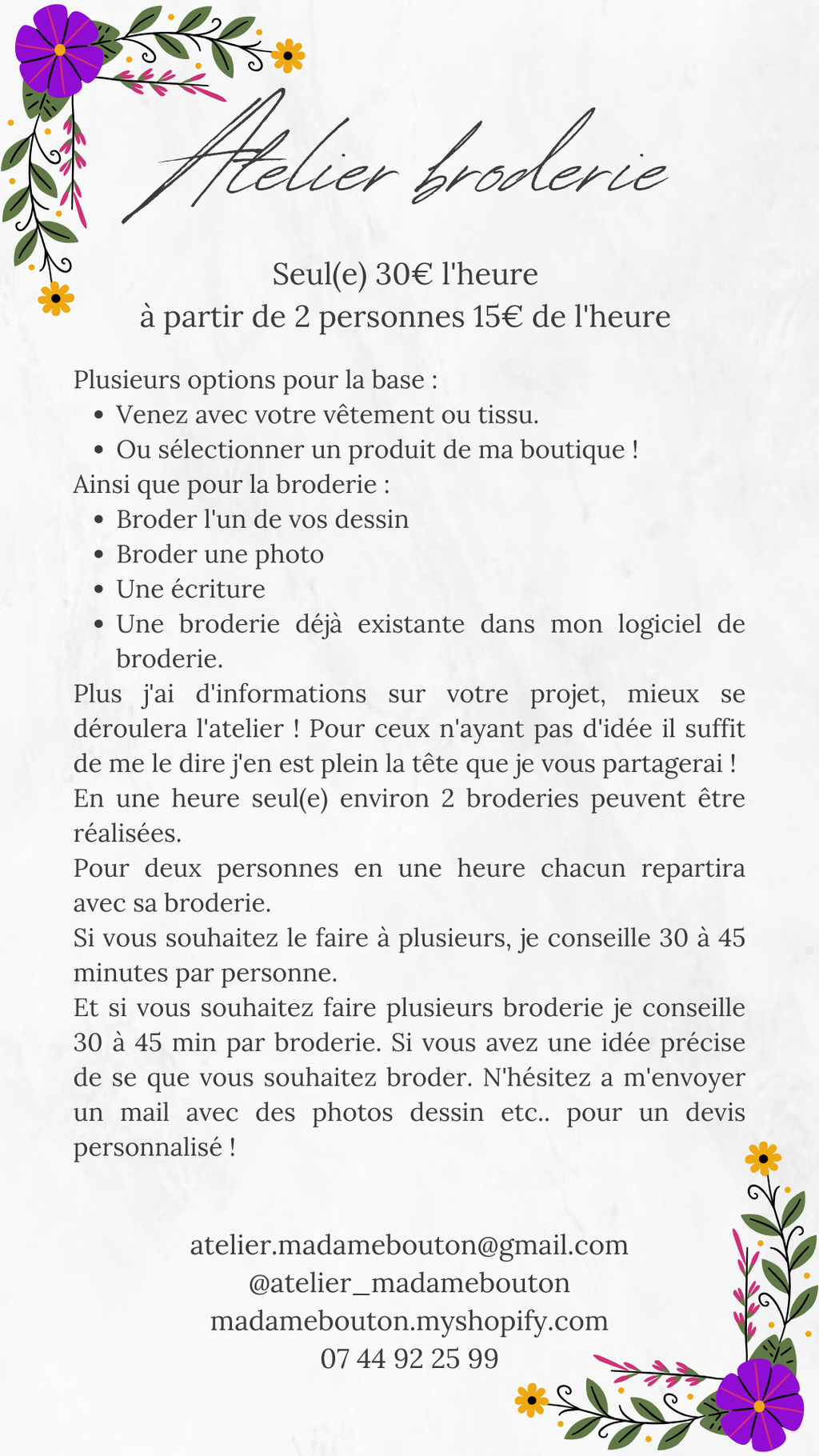 Atelier broderie individuel