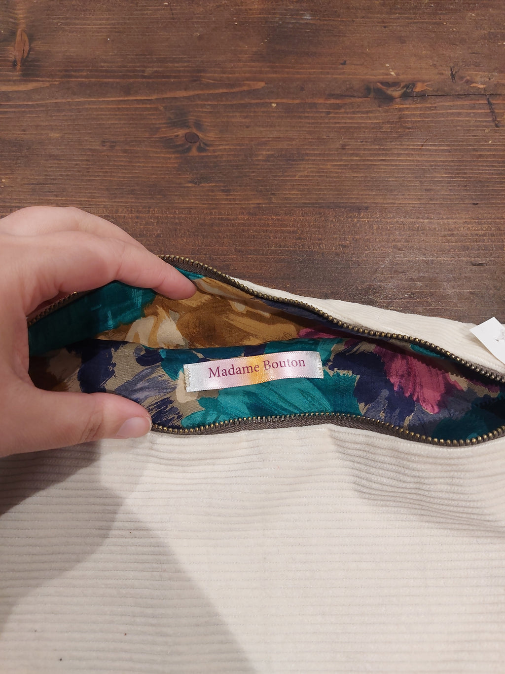 Sac banane velours blanc crème