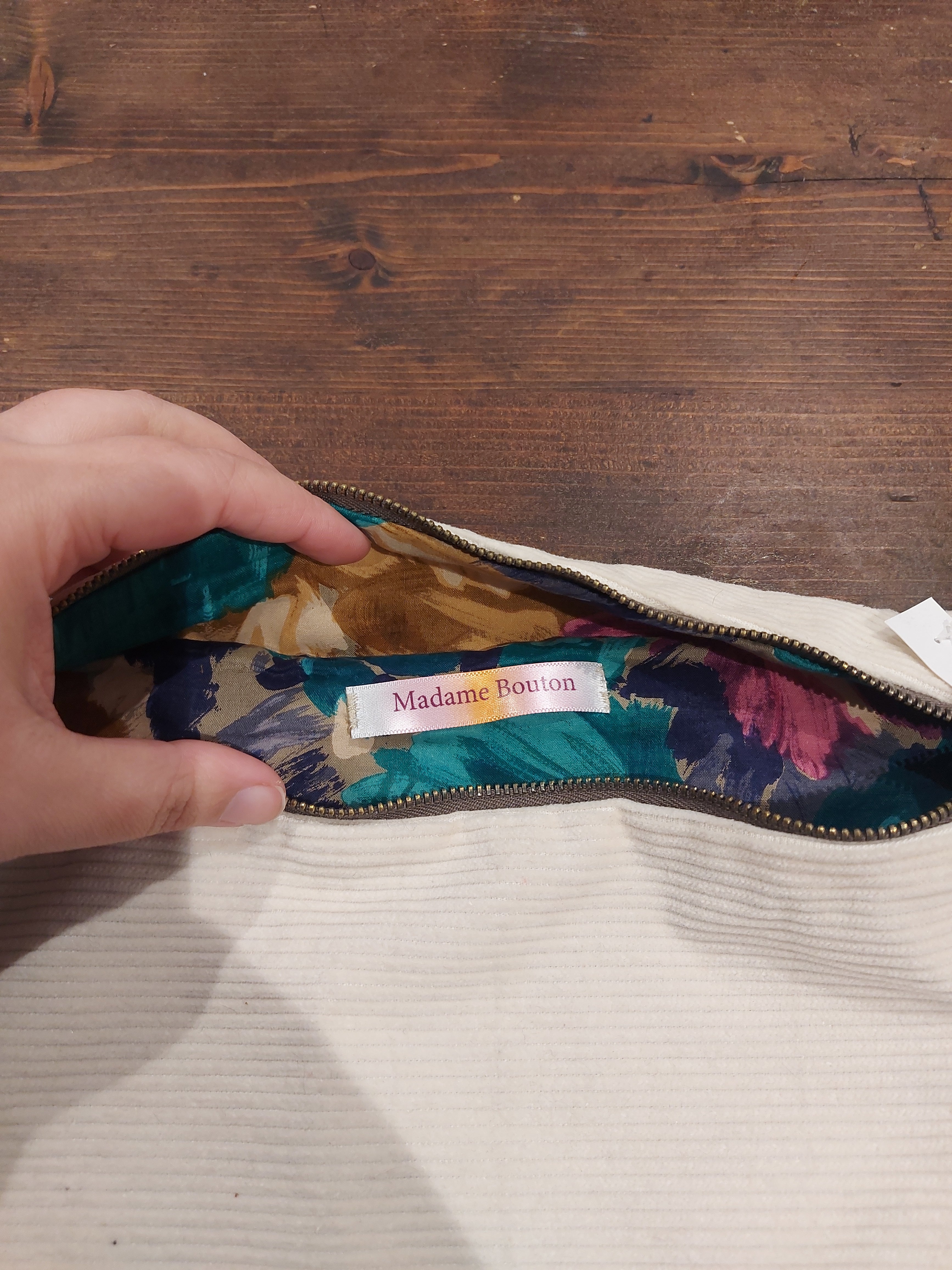 Sac banane velours blanc crème