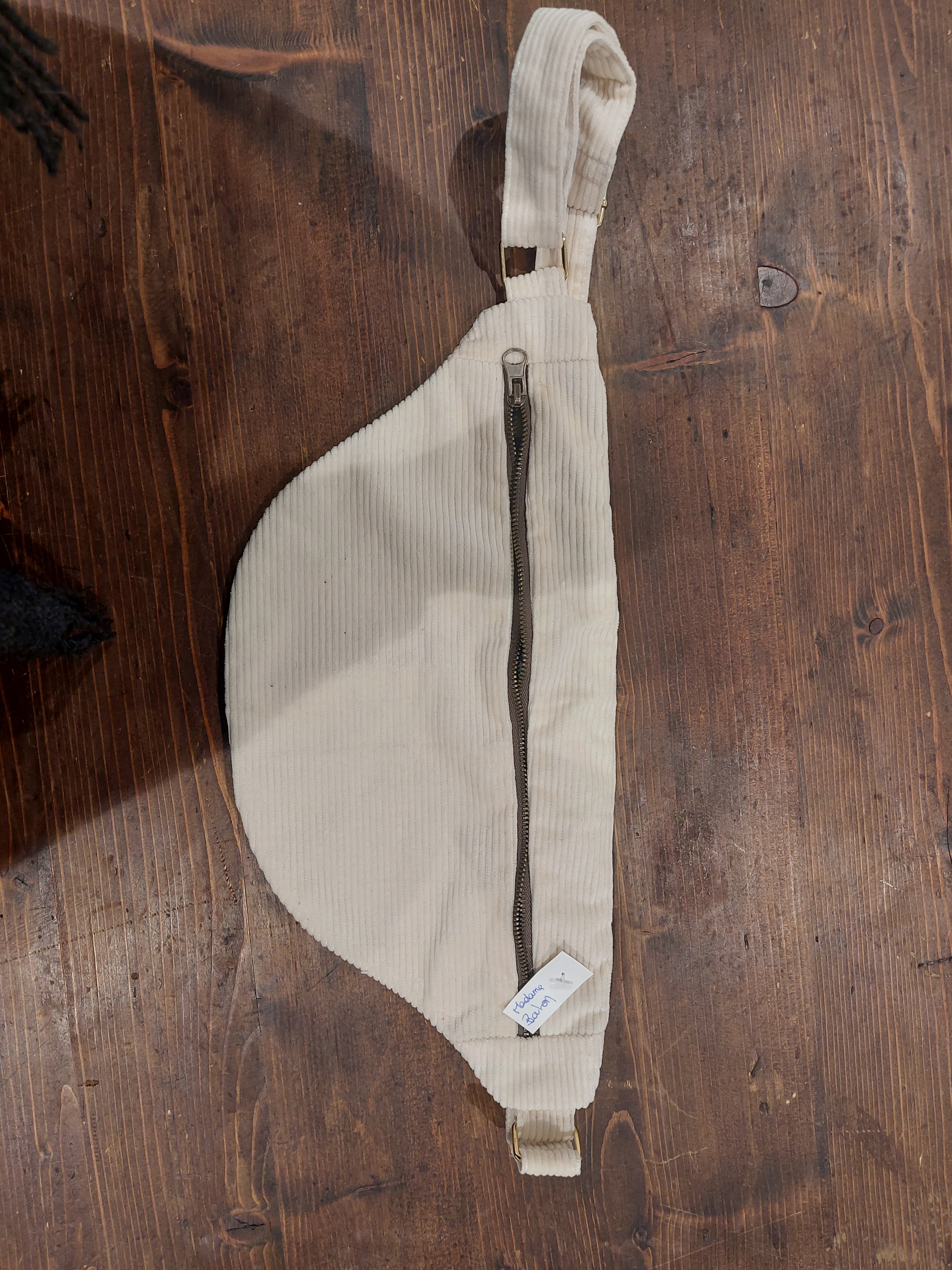 Sac banane velours blanc crème