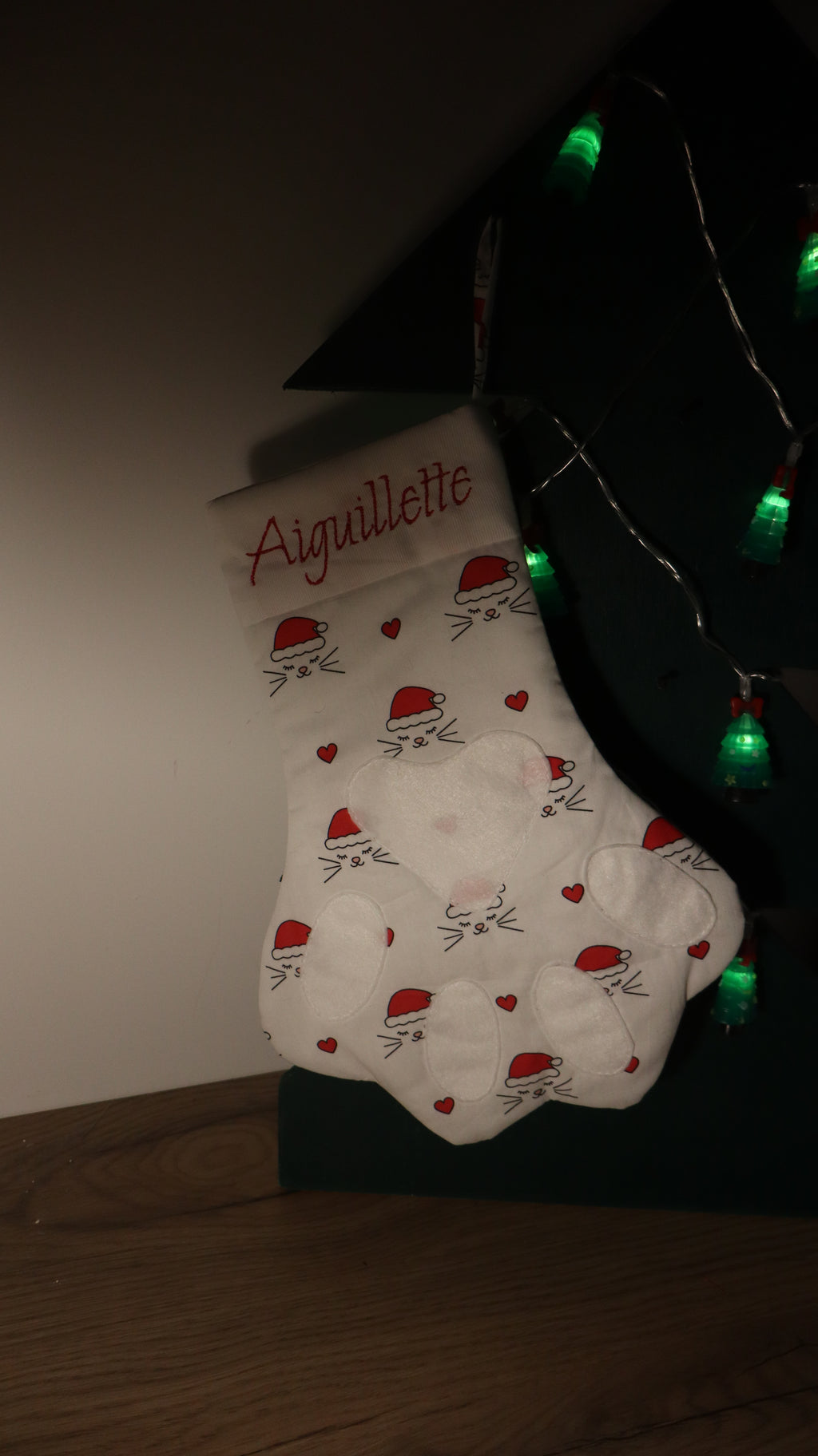 Chaussette de noël patte de chat personnalisée !